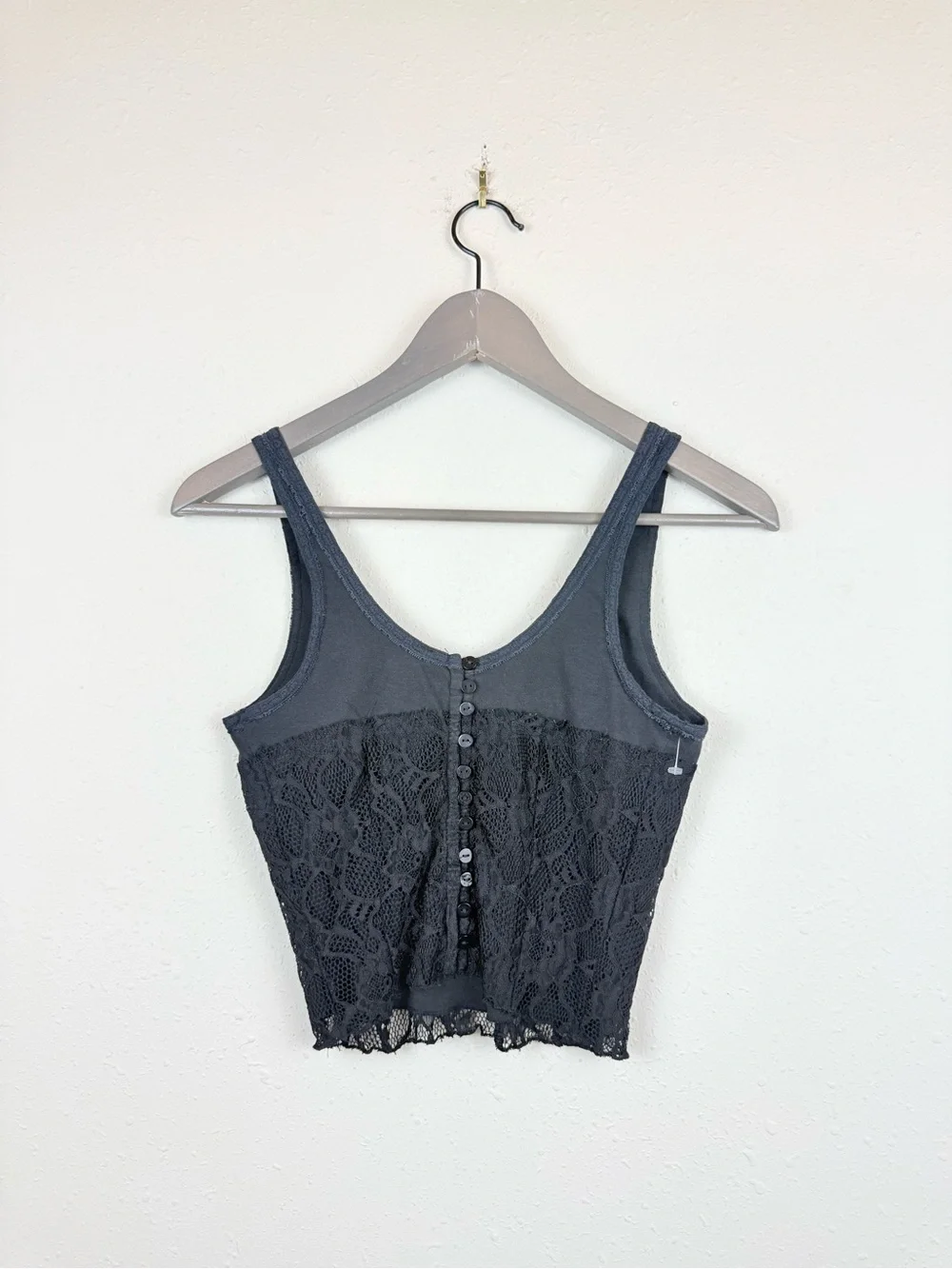 Free People Cosette Corset Lace Black Crop Tank Top Size XS NWT